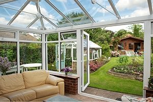 Conservatory interior with French doors